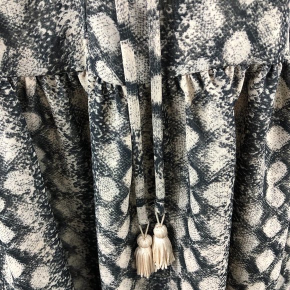 SHOW ME YOUR MUMU Boho Snake Print Poet Sheer Balloon Bell sleeve Fairycore Top - Picture 7 of 13